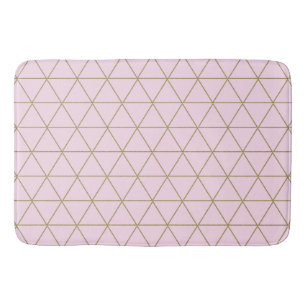 Gold Pink Geometric Triangles Boho Glam Minimal Bath Mat