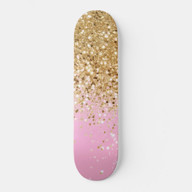 Gold Pink Glitter #1 Skateboard (Front)