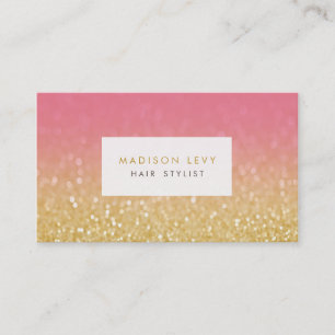 Gold & Pink Glitter Hair Stylist Appointment Cards