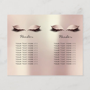 Gold Pink Glitter Makeup Eyes Lash Prices Leaflet Flyer
