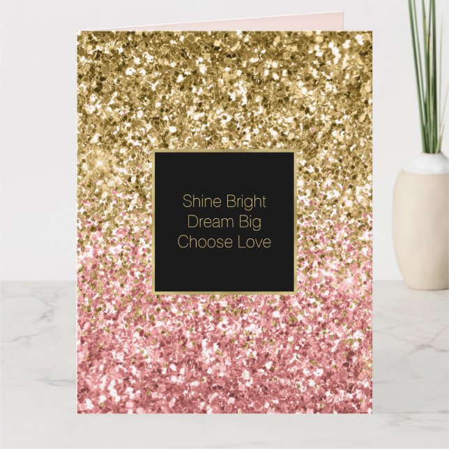 Gold Pink Glitzy Glitter Sparkle       Card (Front)