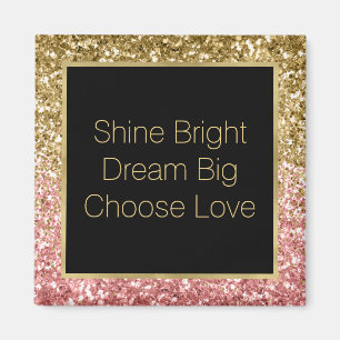 Gold Pink Glitzy Glitter Sparkle      Magnet