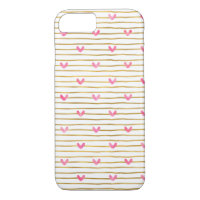 Gold Pink Hearts and Stripes