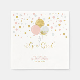 Gold & Pink It's a Girl Baby Shower Napkins
