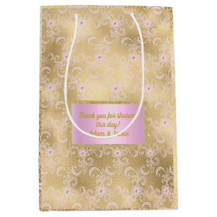 Gold pink lace elegant gift bag favour bag new