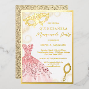 Gold Pink Masquerade Party Dress Quinceanera 