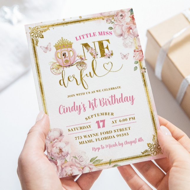 Gold Pink Mexican Princess Onederful Birthday Invitation (Creator Uploaded)