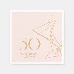 Gold Pink Modern 50th Adult Birthday Napkin