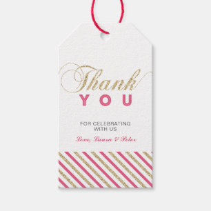 Gold & Pink   Modern Party Favour Thank You Tags