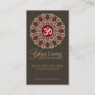 Gold Pink Om Energy Healing Yoga New Age Biz Cards