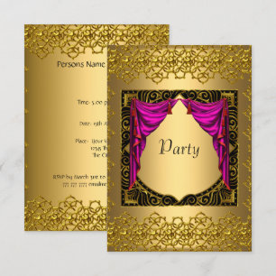 Gold Pink Party Invitation