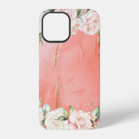 Gold Pink Peach Floral Watercolor Elegant