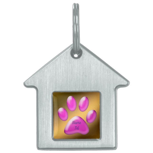Gold Pink Pet ID Tag (Front)