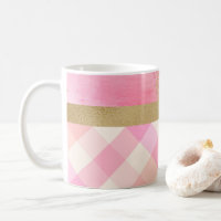 Gold Pink Plaid Abstract Watercolor Elegant
