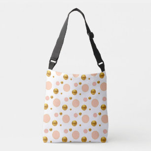Gold Pink Polka Dots Crossbody Bag