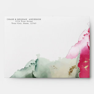 Gold Pink Sage Green 2 Watercolor  Envelope