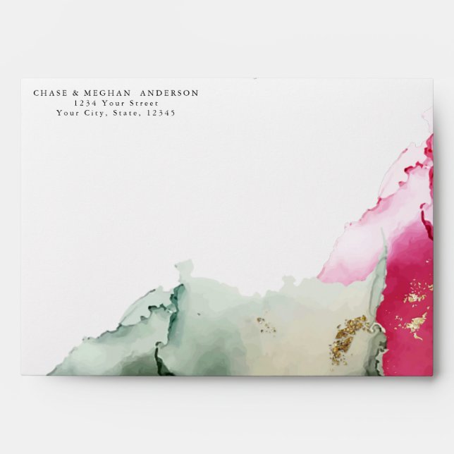 Gold Pink Sage Green 2 Watercolor  Envelope (Front)