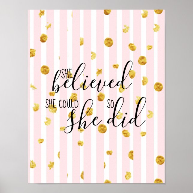 Gold & Pink She Believed She Could Poster (Front)