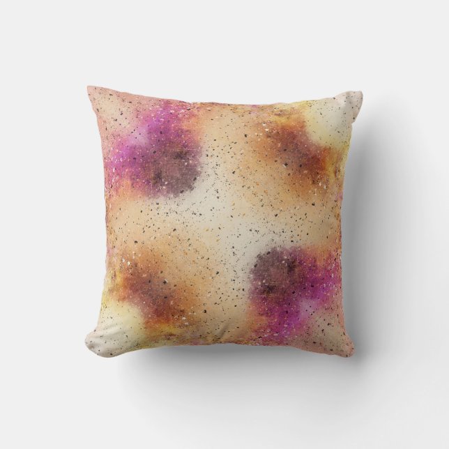 Gold Pink Sky Watercolour Throw Pillow (Front)