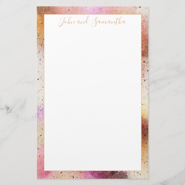 Gold Pink Sky Watercolour Wedding Stationery (Front)