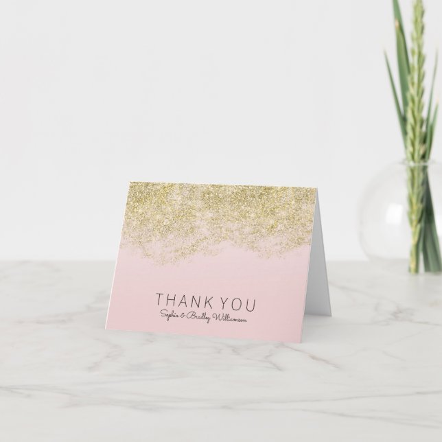 Gold Pink Sparkly Glitter Personalized Thank you (Front)