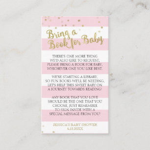 Gold Pink Stripes Baby Shower Bring a Book Insert