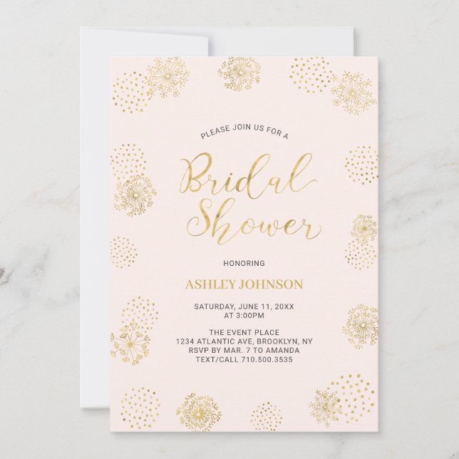 Gold & Pink Stylish Modern Pattern Bridal Shower I Invitation (Front)
