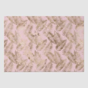 Gold Pink Tropical Leaves Tissue Paper