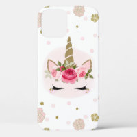 Gold & Pink Unicorn Flower Blooms Trendy Cute