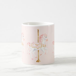 Gold Pink White Carousel Horse Coffee Mug