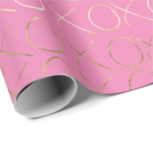 Gold Pink XOXO Wrapping Paper