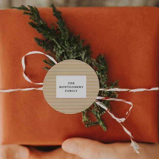 Gold Pinstripe Classic Round Sticker (Gold Pinstripe Classic Round Sticker)