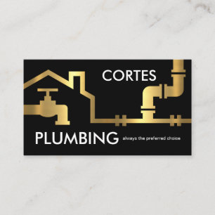 Gold Pipes Building Frame Plumber Service Business Card