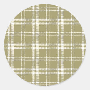 Gold Plaid Classic Round Sticker
