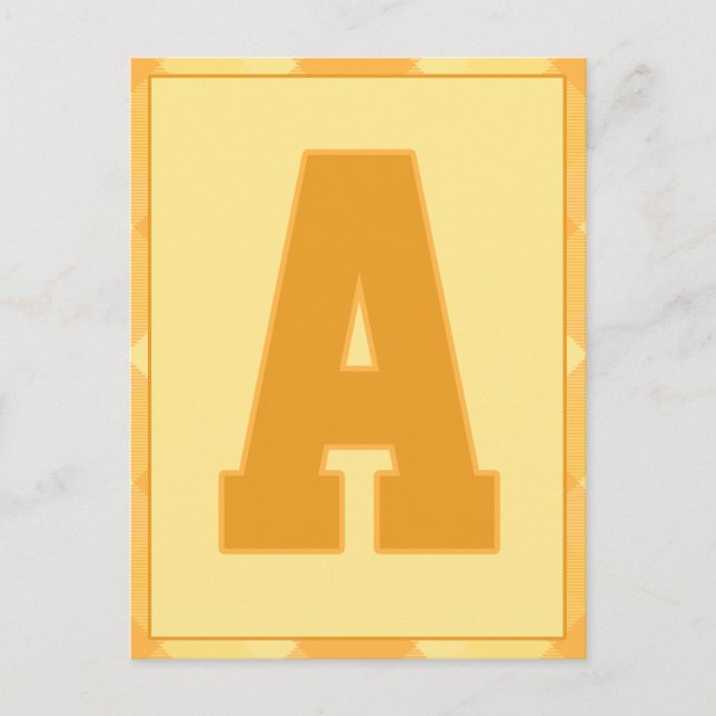 Gold Plaid Letter "A" Typography Banner Card (Front)