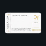 Gold Plane Ticket Boarding Pass Place Escort Card<br><div class="desc">Elegant gold airplane ticket boarding pass place card or escort card with lots of room for custom messages and shuttle or taxi information, a perfect addition to a destination wedding or aviation travel theme reception for the globetrotter couple having a wedding abroad. DESIGNER NOTE: Anything can be edited including colours...</div>