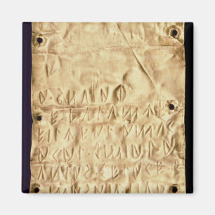 Gold plate with 'brief' Etruscan inscription, from Magnet