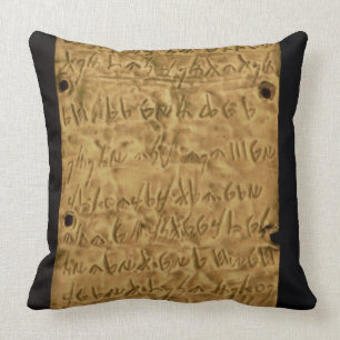 Gold plate with Phoenician inscription, from Santa Throw Pillow