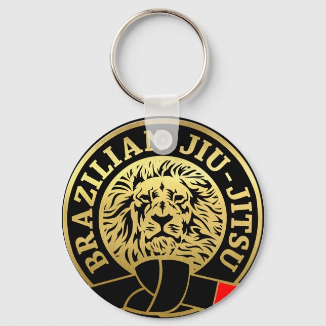 Gold Plated Brazilian Jiu Jitsu Lion Keychain (Front)