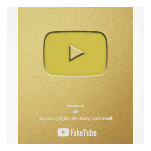Gold Play Button FakeTube Photo Print