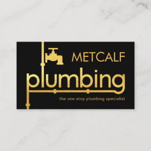 Gold Plumber Plumbing Pipeline Signage Business Card