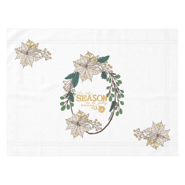 Gold Poinsettia C'est la saison de vacances nappes (Devant (Horizontal))