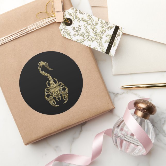 Gold poisonous scorpion very venomous insect classic round sticker (Gifting)