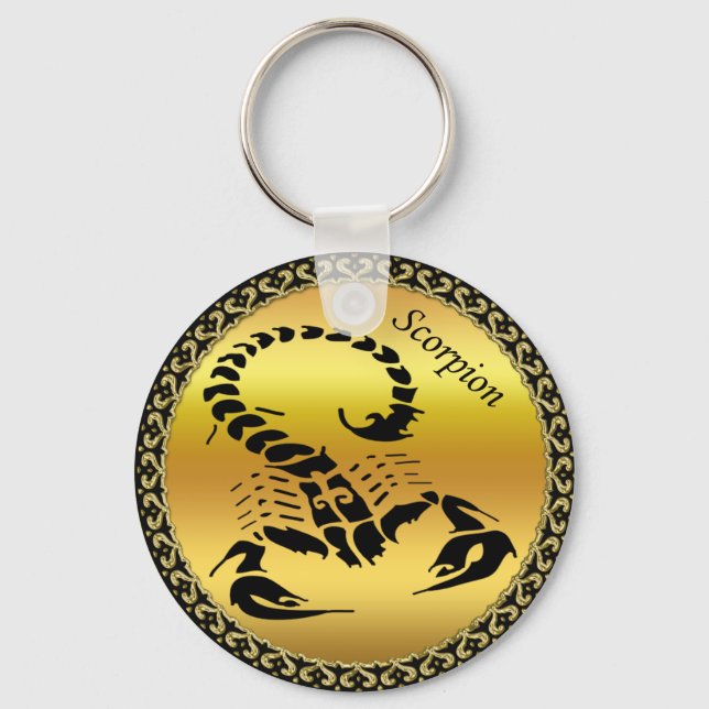 Gold poisonous scorpion very venomous insect keychain (Front)