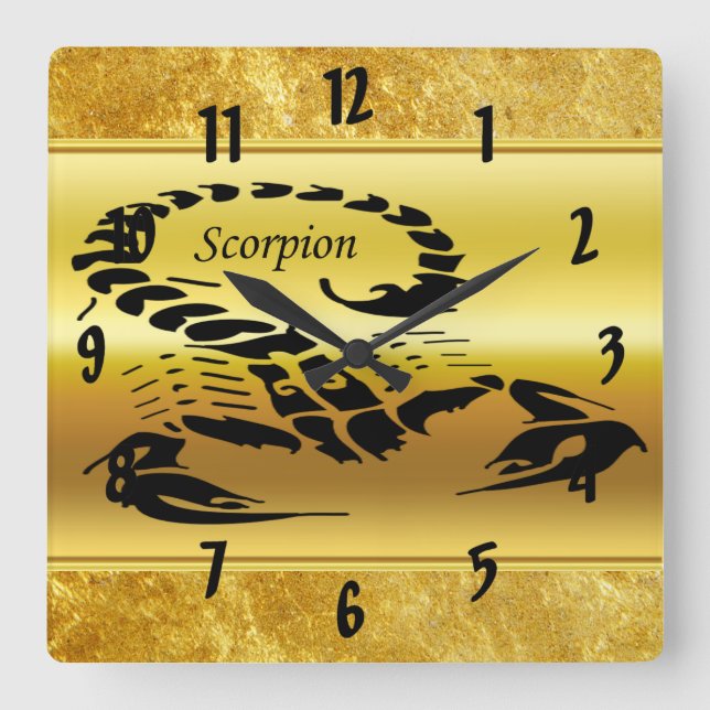 Gold poisonous scorpion very venomous insect square wall clock (Front)