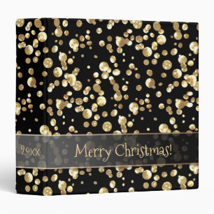 Gold polka dot, black and gold, glitter, confetti binder