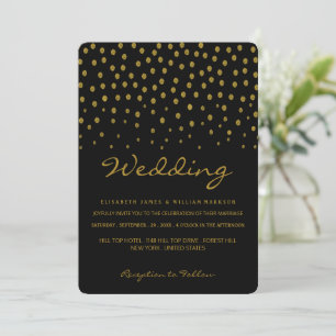 Gold Polka Dot - Black & Gold - Wedding Invitation