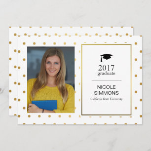 Gold Polka Dot Graduate Photo Card