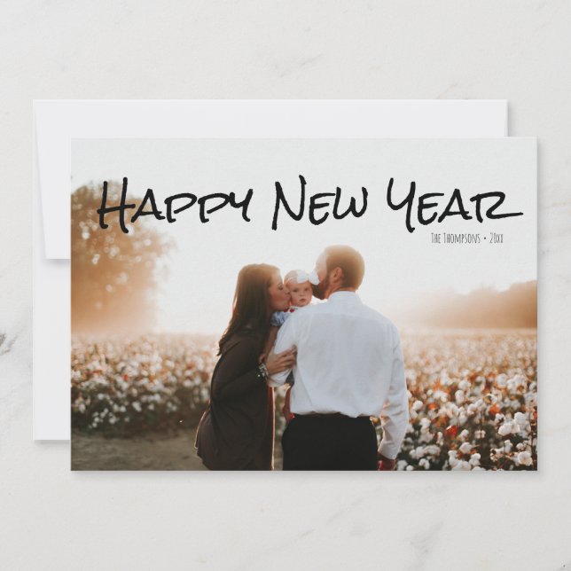 Gold Polka Dot Happy New Year Photo Card (Front)
