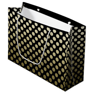 Gold Polka Dot on Black Large Gift Bag